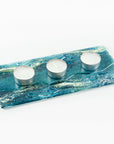 fused glass stand with tea lights textured blue teal giftware tableware
