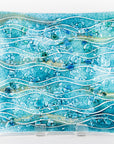fused glass square bowl textured blue teal decor giftware tableware