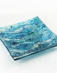 fused glass square bowl textured blue teal tableware giftware