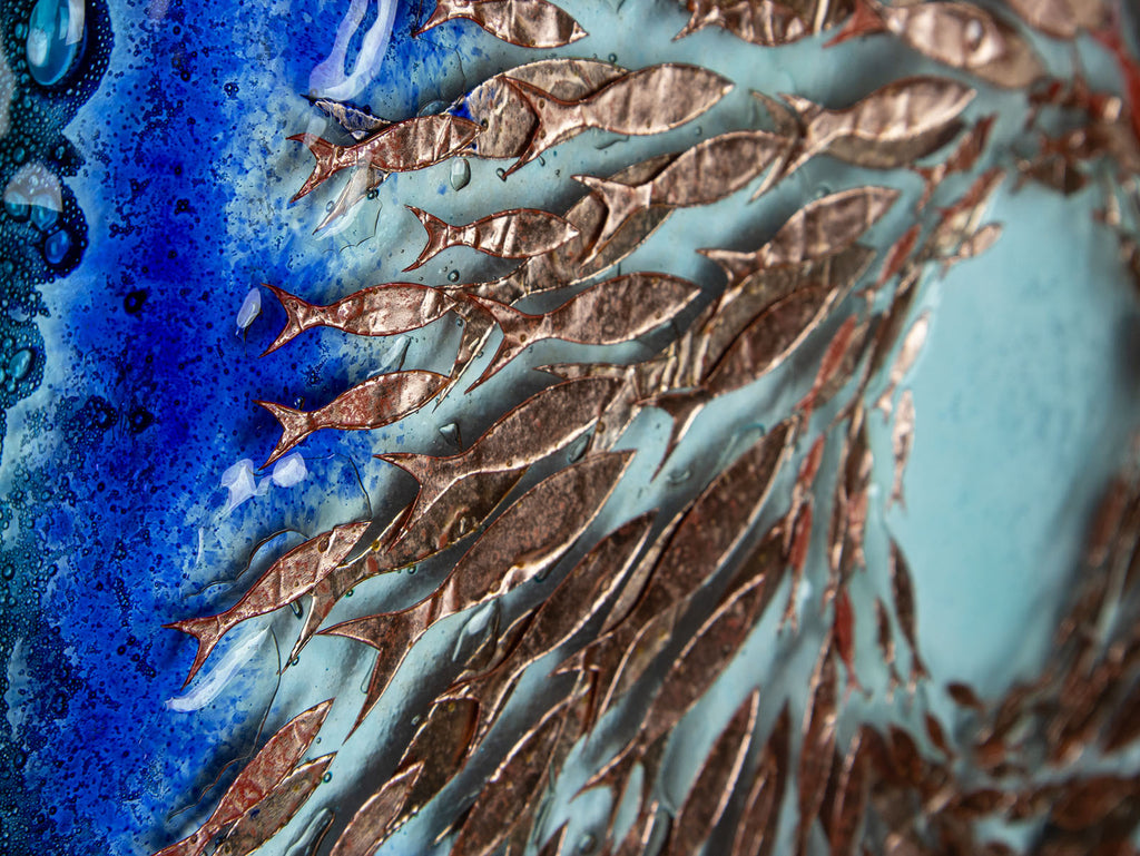 Artisan Circle Of Fish Extra Large Art Frame Blue Jo Downs Handmade