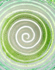 Fused glass bespoke dish made with spring green colours. Hand-made in Cornwall, Launceston.
