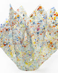 Fused glass extra large fold form vase, made from multi coloured, recycled glass frit.