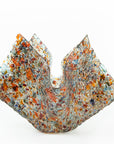 Fused glass vase, made with recycled crushed glass in warm colours to create a stunning piece of art.