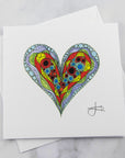 Greeting Card - Multi Coloured Pattern Heart