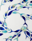 Ocean inspired art frame, made with fused glass fish in marine blue colours. Hand-made in Cornwall, Launceston.