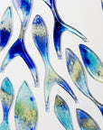 Ocean inspired art frame with fused glass fish in marine blue colours. Hand-made in Cornwall, Launceston.