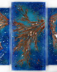 Artisan Swimming Fish Intricate Triptych - Atlantic Blue