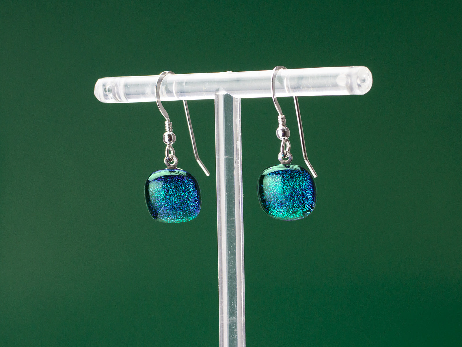 Green Drop Earrings Jo Downs Handmade Glass