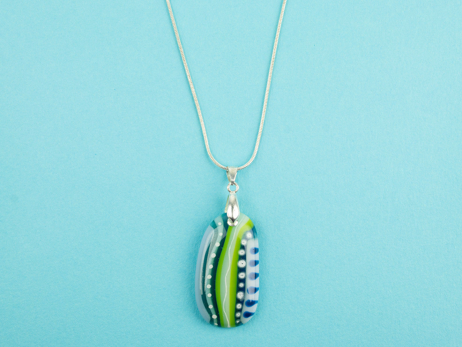 Signature Medium Gem Pendant - Ocean Fern