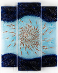 Artisan Deep Blue Tides 90cm Staggered Triptych