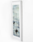 Fused glass oblong art frame with hand-painted sailboat design in a soft coastal colour-way. 