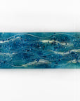 Fused glass wall art panel textured blue teal decor