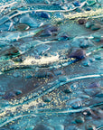 close-up fused glass square bowl textured blue teal