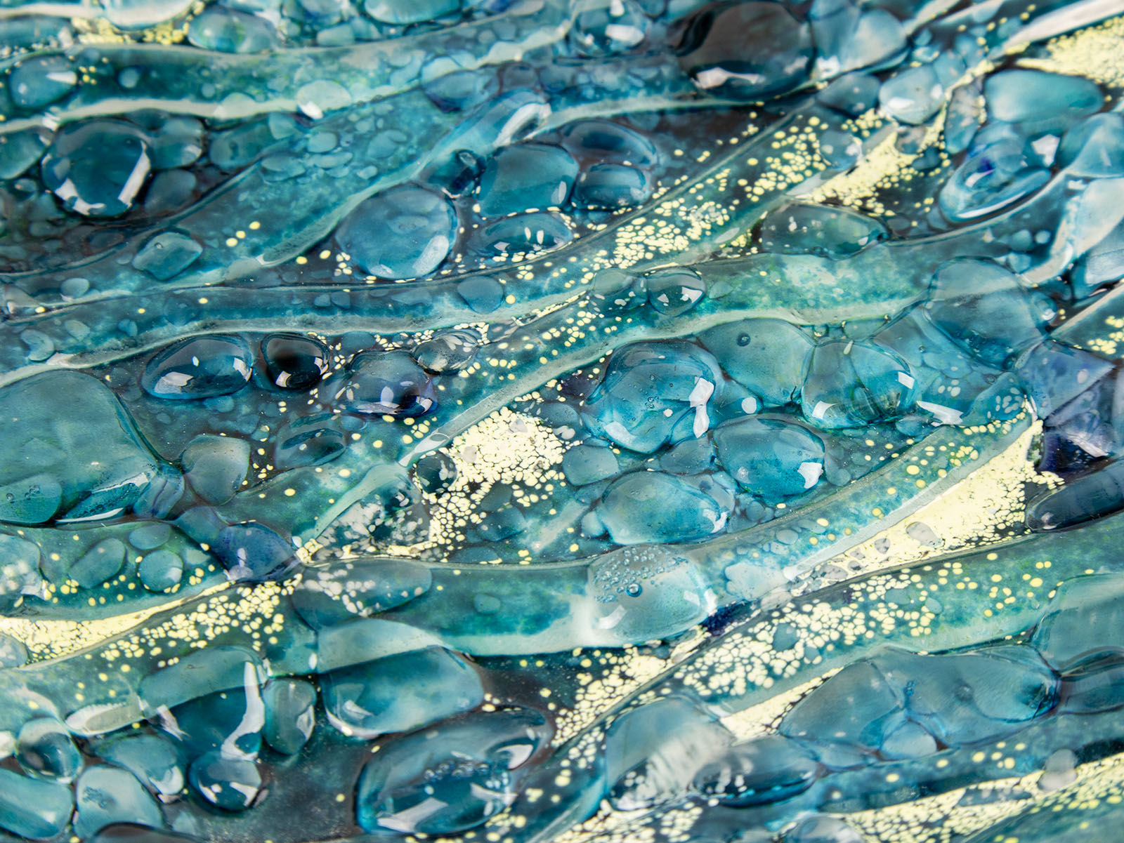 fused glass square bowl giftware tableware blue teal detail