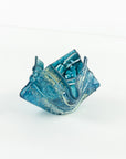fold form fused glass blue teal textured