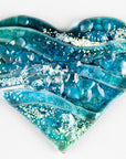 Heart-shaped decorative fused glass close-up