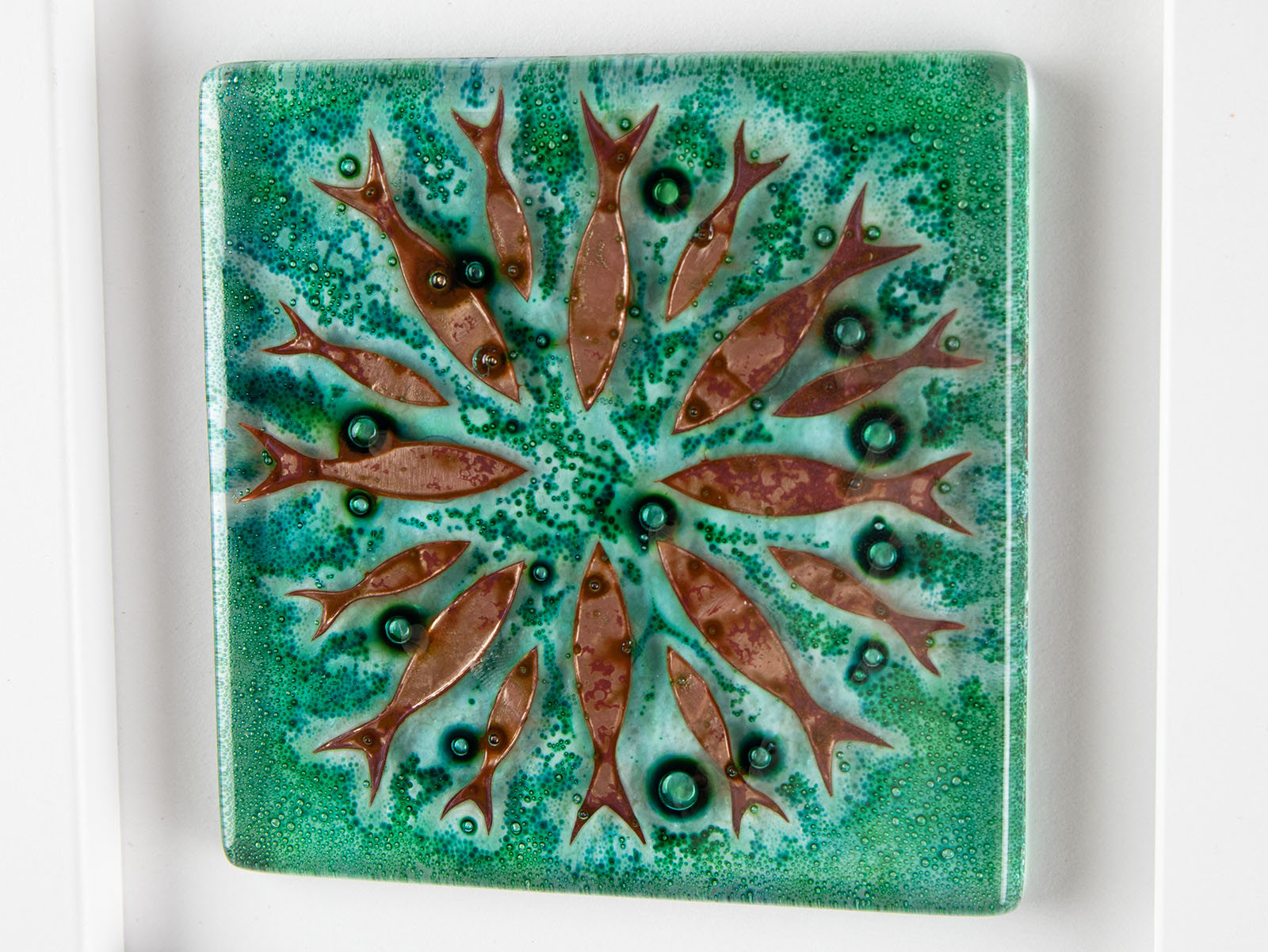 Artisan Circle Of Fish Small Art Frame - Green