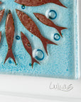 Artisan Circle Of Fish Medium Art Frame - Aqua