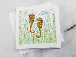 Greeting Card - Coloured Seahorse