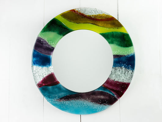 Artisan Crystal Rainbow 50cm Round Mirror