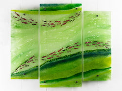 Artisan Emerald Ocean Staggered Triptych
