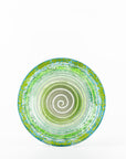 Fused glass bespoke dish made with spring green colours. Hand-made in Cornwall, Launceston.