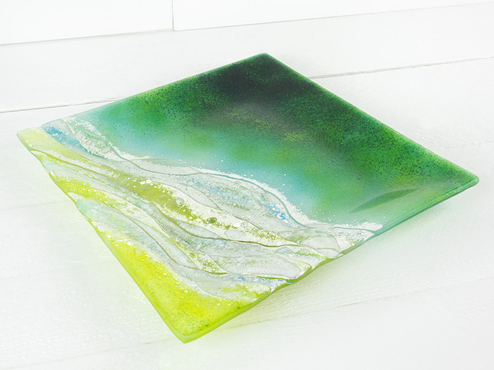 Artisan View From Above Square Platter - Green