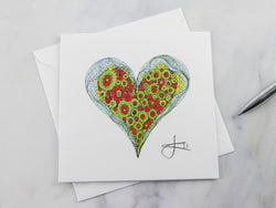 Greeting Card - Green & Red Heart