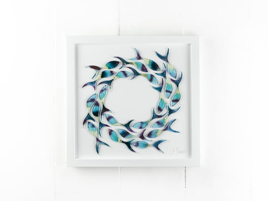 Shoaling Fish Heather Swirl Large Art Frame