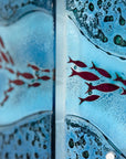 Artisan Blue Ocean of Fish Staggered Quintych.