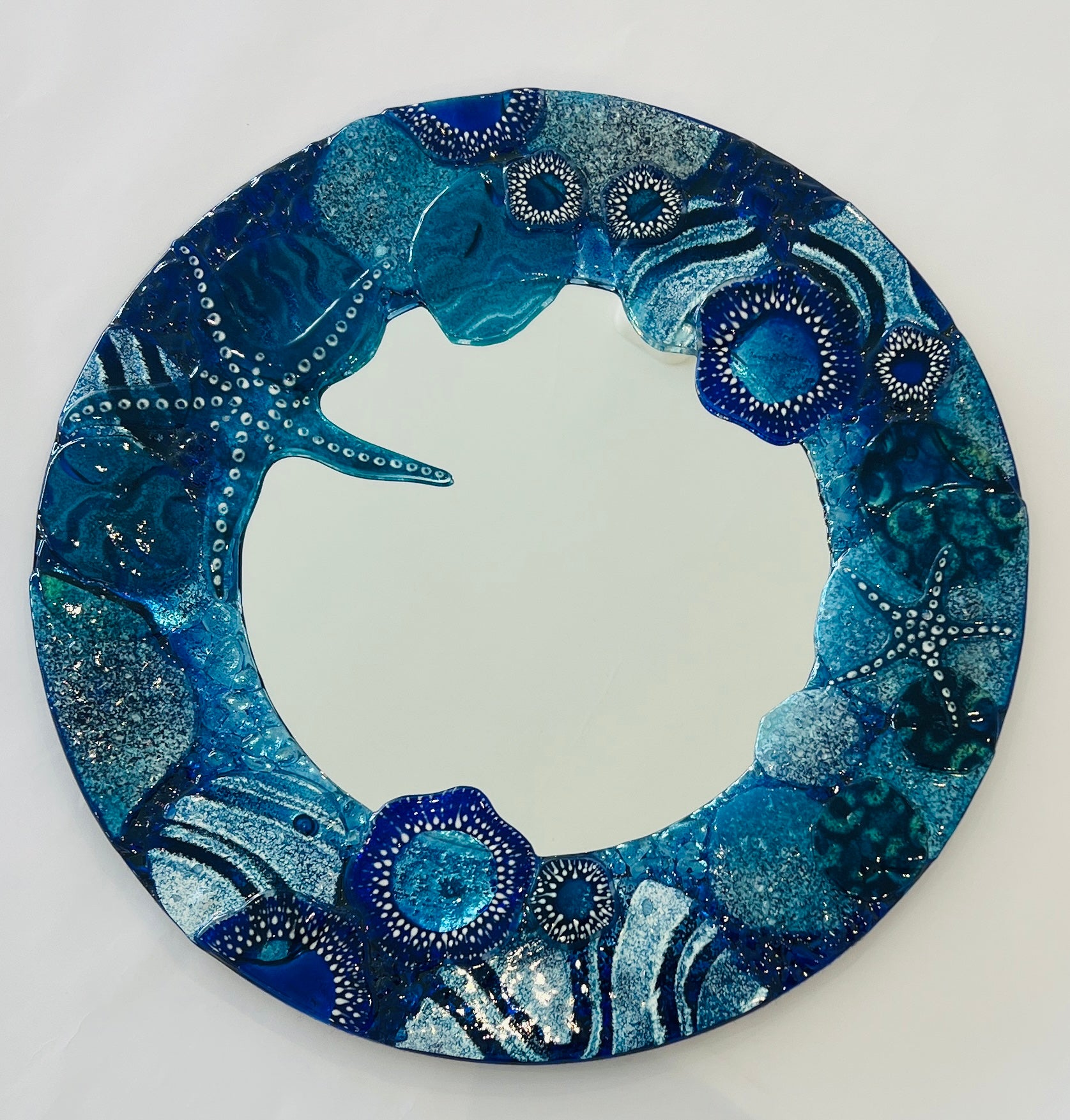Signature Royal Blue Reef 50cm Round Mirror