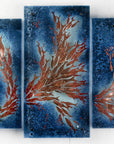 Artisan Swimming Fish Intricate Triptych - Marine Blue