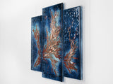 Artisan Swimming Fish Intricate Triptych - Marine Blue