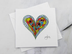 Greeting Card - Multi Coloured Pattern Heart