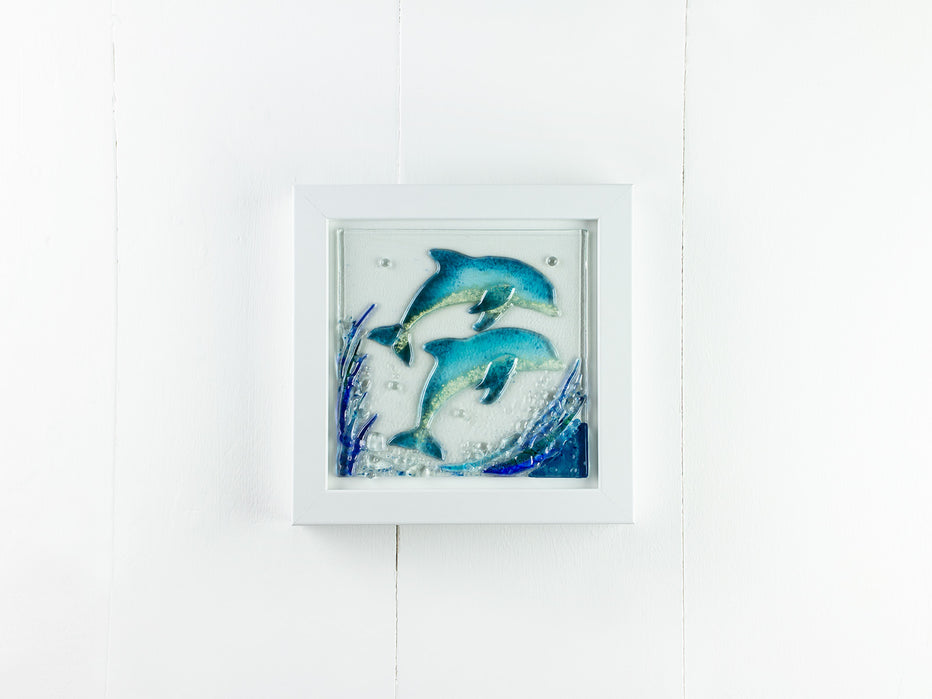 Artisan Aqua Dolphin Medium Art Frame – Jo Downs Handmade Glass