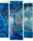 Artisan Blue Ocean of Fish Staggered Quintych