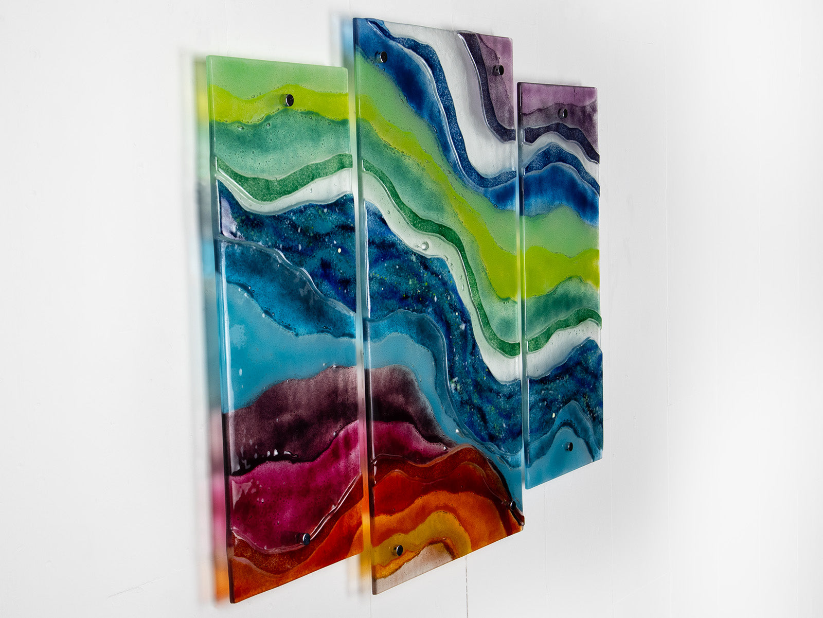 Artisan Rainbow Waves Staggered Triptych