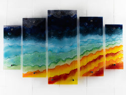 Artisan Rainbow Wave Small Quintych
