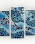 Artisan Blue Ocean of Fish Staggered Quintych.