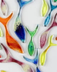 Ocean inspired art frame, made from fused glass, in rainbow colours. Hand-made in Cornwall, Launceston. 