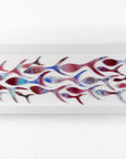 Ocean inspired art frame, made from fused glass with bright pinks. Hand-made in Cornwall. 