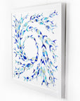 Ocean inspired art frame with fused glass fish in marine blue colours. Hand-made in Cornwall, Launceston. 