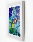 Intricate ocean reef inspired fused glass art frame. A vibrant and handmade piece of wall art. 