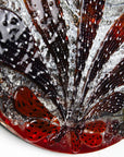 Details of fused glass round wall panel, made from fused glass, inspired by the autumnal country-side. Striking, handmade wall art with organic texture. 