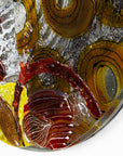 Fused glass round wall panel, made from fused glass, inspired by the autumnal country-side. Striking, handmade wall art with organic texture. 