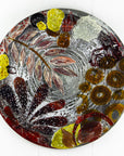 Fused glass round wall panel, made from fused glass, inspired by the autumnal country-side. Striking, handmade wall art with organic texture. 