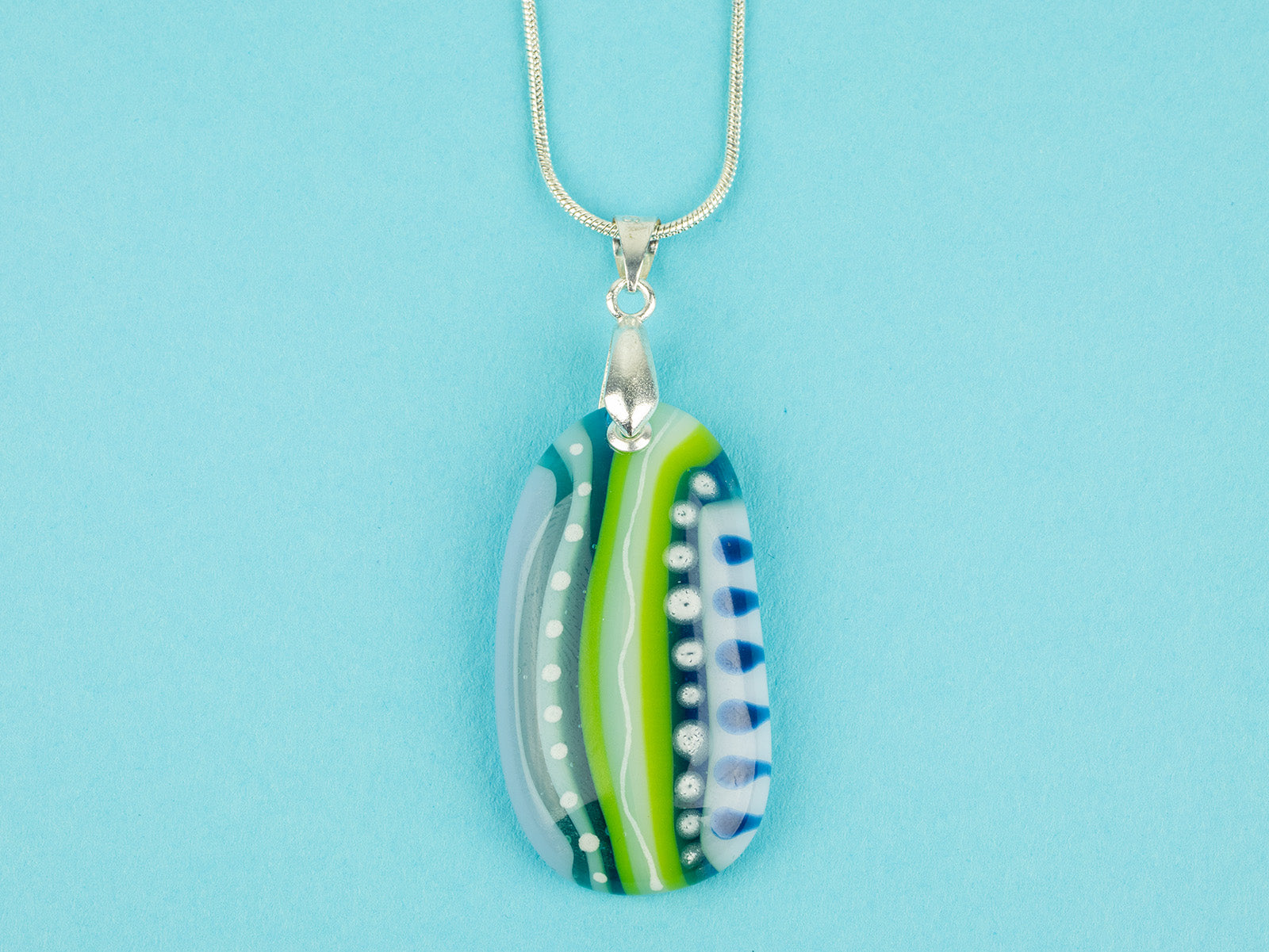 Signature Medium Gem Pendant - Ocean Fern