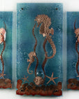 Artisan Intricate Seahorses Staggered Triptych