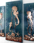 Artisan Intricate Seahorses Staggered Triptych