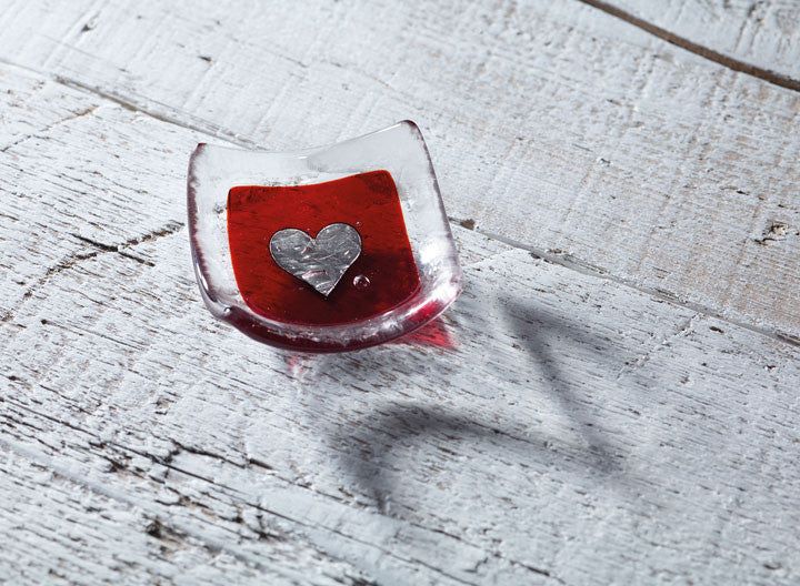 Photo of Silver heart &amp;amp; Red 6cm Earring Dish